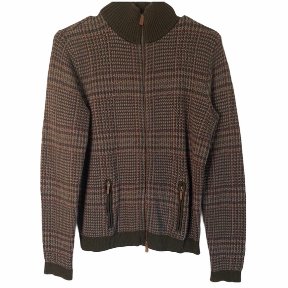 Lauren Ralph Lauren Sweaters - RALPH LAUREN Brown Plaid Zip Knit Sweater Pockets